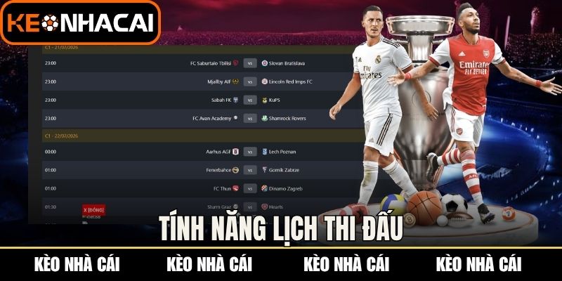 Tính năng lịch thi đấu